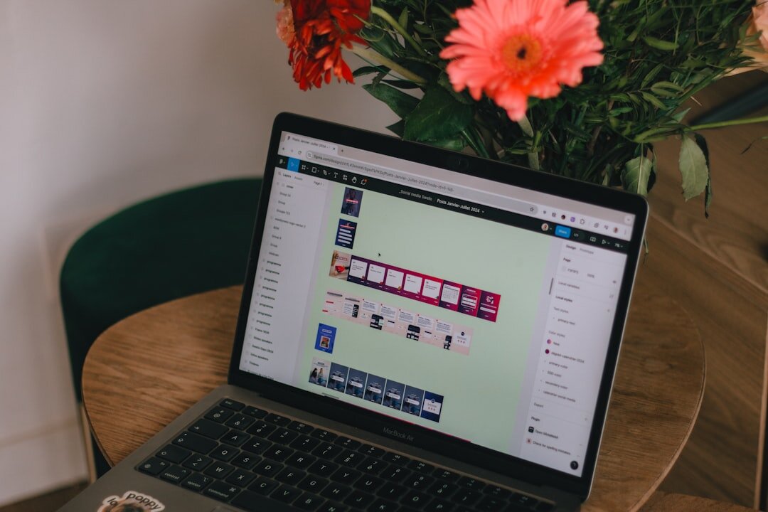Laptop displaying a colorful spreadsheet used as a show rundown